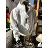 Moletom Pesado com Zíper e Gola Alta, Jaqueta Desconstruída de Nicho, Moletom Estruturado Cleanfit, Meio Zíper Estilo Americano Masculino