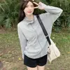 Estilo Nuevo de Verano Ropa Protectora Solar de Seda Helada para Mujer, Chaqueta Casual con Capucha, Anti-UV, Ropa Deportiva Protectora Solar de Corte Holgado, Blanca y Delgada
