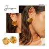 Pendientes Vintage con Forma de Abanico de Concha Estilo Europeo y Americano Acero Inoxidable Oro 18K No se Desvanecen Moda Lujo Ligero 2024 Nuevo Modelo