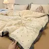 Conjunto de cuatro piezas de encaje fresco estilo francés de grado A para maternidad e infantil, algodón puro lavado, conjunto de tres piezas para estudiante con ribete de encaje 4