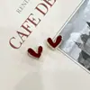 Pendientes de Amor Doble Cara Rojos Microincrustados con Diamantes, Temperamento de Nicho, Pendientes Exquisitos y Versátiles, Pendientes de Lujo Ligero