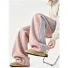 Pantalones deportivos de tres rayas estilo americano rosa con estrella para hombre talla 5XL, pantalones casuales para pareja K9233