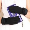 Luvas quentes femininas de inverno rendas de pele de coelho rendas e veludo engrossadas luvas de tela sensível ao toque para equitação ao ar livre