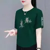 Camiseta de manga corta de marca para mujer, superávit de comercio exterior transfronterizo, top de verano holgado adelgazante, camisa de manga media para madres de mediana edad