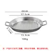 Plato para Snacks de Acero Inoxidable Estilo Coreano con Doble Asa para Uso Doméstico, Pollo Frito, Papas Fritas, Plato para Snacks, Plato para Barbacoa, Pastel, Plato para Postres, Bandeja
