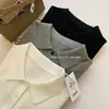 Estilo minimalista! Blusa de Tricô Casual Confortável e Amiga da Pele com Gola Polo e Manga Curta para Mulheres, Simples e Versátil