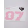 Camiseta de Manga Corta con Estampado de Retazos Raglán Estilo Retro Americano para Mujer, Top Casual de Verano Estilo Deportivo, Jersey Holgado con Cuello en V Moderno