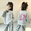 Nueva Ropa de Primavera y Otoño para Niñas Elegante Camiseta de Punto Waffle de Manga Larga Falsa de Dos Piezas para Bebés Capa Base Casual Moderna