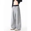 Calça Esportiva Masculina Deconstructed Cinza Escuro Peso Pesado Marca Moderna Ajuste Limpo Solta Caimento Casual Perna Larga