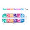Caixa com 12 Compartimentos Lantejoulas para Unhas Letras Inglesas Peroladas Cor Mista Ultra-Finas Lantejoulas PET para Nail Art Acessórios de Cola DIY