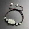 Pulseira de Corda Vermelha Jadeíta Corda Colorida um Produto Pulseira Pixiu Pequeno de Jade Birmanês Estilo Unissex