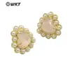 MPE122 moda nicho diseño en forma de corazón gema colorida pequeño colgante pendientes de botón esencial para citas de chicas