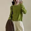 [Cinco Cores Clássicas] Camisa Básica Coreana de Cor Pura com Gola Redonda e Manga Longa, com Grande Elástico, para Usar por Baixo e por Cima