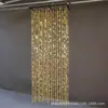 Novos Adereços de Casamento: Cortina de Contas Globo com Lantejoulas Douradas Decoração de Teto de Palco, Parede de Fundo com Franjas para Ambiente de Palco