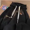 Moletom com Capuz Waffle Pesado Novo Oversize Outono e Inverno Masculino Moda Americana Retrô com Forro de Lã Jaqueta Solta