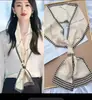 Nuevo Pañuelo Largo de Seda para Mujer en Primavera, Otoño y Verano, Pañuelo de Cuello Estampado, Pequeño Pañuelo Decorativo Moderno y Versátil