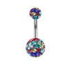 Atacado de fábrica argila macia bola totalmente cravejada de diamantes piercing de umbigo Multi-Cor Cor Mágica anel de umbigo corpo com rosca de aço inoxidável joia para piercing