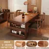 Mesa de Jantar Toda em Madeira Maciça para Uso Doméstico, Adequada para Apartamentos Pequenos, Mesa de Jantar Simples para Casa Alugada, Mesa de Jantar e Cadeiras na Cor Nogueira, Mesa Ilha, Balcão de Bar com Armazenamento