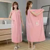 Bata de Toalla para Mujer con Correas de Felpa Coral Muy Absorbente Toalla de Ducha de Hombro Descubierto Bata Portátil de Baño Toalla de Playa Spa Gimnasio Cubre Cuerpo Falda de Baño con Bolsillo Bata de Vestir Pijama de Tirantes