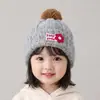 Gorro de invierno para niños, gorro de punto cálido y grueso, adecuado para niños y niñas, sombrero de lana a prueba de viento para exteriores, estilo coreano