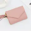 Billetera corta de tres pliegues para mujer de moda, estilo nuevo, bolso de mano simple con borla, monedero, tarjetero, monedero, bolsa de mano