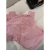 Yuran 26 Estilo Nuevo de Principios de Primavera Tejido de Punto con Cuello de Encaje de Pestañas Patchwork, Tacto Frío, Amigable con la Piel, Mezcla de Seda Lyocell