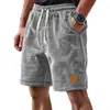 2026 Nuevos Pantalones Casuales Transpirables a Cuadros Pequeños para Hombre de Amazon Transfronterizo con Cordón, Bermudas Versátiles de Cinco Bolsillos con Etiqueta de Cuero