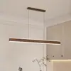 Lámpara colgante lineal larga de madera de nogal para mesa de comedor de restaurante, nueva lámpara colgante de estudio chino Zen estilo wabi-sabi sala de té