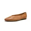 Sapatos casuais de temperamento simples para avós, bico fino, sapatilhas de couro de vaqueta de camada superior, slip-on, bico raso retrô, sapatos de um só tom para mulheres