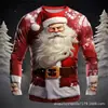 Patrón de Papá Noel Rock 'n' Roll Impresión 3D Nuevo Transfronterizo Unisex Casual Sudadera Cuello Redondo Camiseta de Manga Larga