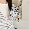 Funda pequeña de jade con diseño de salpicaduras de tinta a doble cara, tipo media cubierta, adecuada para Apple 18 Pro Max, con correa para la muñeca, modelo nuevo para iPhone 17, 16, anticaídas