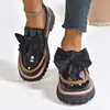 Mocasines de talla grande para mujer para primavera y otoño, con diseño de lazo, estilo británico, material de cuero, tacones gruesos, suelas gruesas y un aspecto retro, adecuados para exportación
