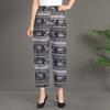 Venda Direta da Fábrica Calça Floral de Seda Gelada Fresca de Verão para Mulheres, Calça Floral de Nove Pontos, Conjunto de Calças Casuais para Meia-Idade e Idosos, Faz as Pernas Parecerem Mais Longas
