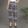 Pantalones de Verano Finos de Seda de Hielo Anti-Mosquitos para Mujeres de Mediana Edad y Mayores, Hogar Casual, Suministro Transfronterizo, Rectos de Cintura Alta, Estilo Mamá, Estampado de Flores