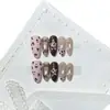 Dai Risen [Estrela Fria Doce] Unhas Vestíveis Totalmente Feitas à Mão Estampa de Leopardo Rosa Manicure Olho de Gato Francês Unhas Postiças