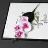 Pequena Flor Artificial Phalaenopsis de 4 Cabeças Filme 3D Toque de PU Flor Falsa Arranjo de Flores em Vaso Decoração de Casa Flor Artificial