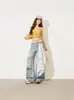Jeans anchos desgastados lavados estilo coreano para mujer, verano 2026, delgados, de cintura alta, adelgazantes, holgados, con caída, pantalones casuales