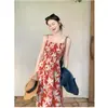 Vestido Floral Minimalista com Alça Fina Feminino 2026 Nova Chegada Super Bonito Início da Primavera Lindo Absolutamente Deslumbrante Cintura Marcada Estilo Francês Temperamento