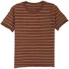 Camiseta de algodón puro a rayas con cuello redondo y dobladillo enrollado de manga corta, estilo coreano versátil, nuevo top casual holgado de verano 2026 para mujer