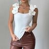 Chaleco de Punto Elegante con Flor Tridimensional Europea y Americana Transfronteriza Amazon Nuevo Primavera Verano