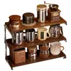 Portavasos de madera maciza, plegable, para escritorio, para guardar tazas de agua, té, café, organizador para exteriores, aparador