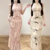 Atuendo para Vacaciones en la Playa en Tailandia para Mujeres, Bikini de Tirantes Espalda Descubierta Puro y Sexy, Vestido Largo Adelgazante que Ceñe la Cintura para Mujeres