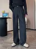 Calça Reta Drapeada Cor Sólida High Street Retrô Americana Masculina Primavera/Outono Simples Casual Sem Passar Comprimento Total Tendência
