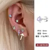 Arete de Hélice de Acero de Titanio Versátil y Dulce para Mujer, Arete de Hélice de Doble Punta Roscada, Arete de Hélice de Estrella de Cuatro Puntas de Circonita de Alta Gama