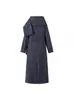 Comércio Exterior Transfronteiriço Moda Nova Outono e Inverno 2025 Versátil Elegante Moda Casual Longo Casaco Trench Coat com Cachecol
