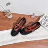 Outono 2025 Novo Versátil Patchwork de Crochê Vazado Tira Rasa Mary Jane Feminino Verão Elegante Sapatos Baixos