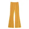 Traje de Verão 2025 Europeu e Americano Novo para Mulheres, Top Colete de Gola V Sem Mangas, Calça Flare de Cintura Alta em Tecido Dupla Face