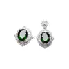 Atacado de Fábrica Popular Conjunto de Diopsídio Natural com Inlay de Prata S925 Pedra Principal 6*8 Joias de Luxo Venda Direta da Fábrica