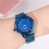 Reloj de Pulsera para Mujer Gedi Cielo Estrellado, Reloj Impermeable Moderno Personalizado, Reloj de Moda Europeo y Americano, Azul Deslumbrante
