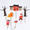 Decoração de Bolo Saco Vermelho Decoração de Bolo Plug-in Ping An Alegria Decoração de Bolo de Aniversário Enfeites de Bolo